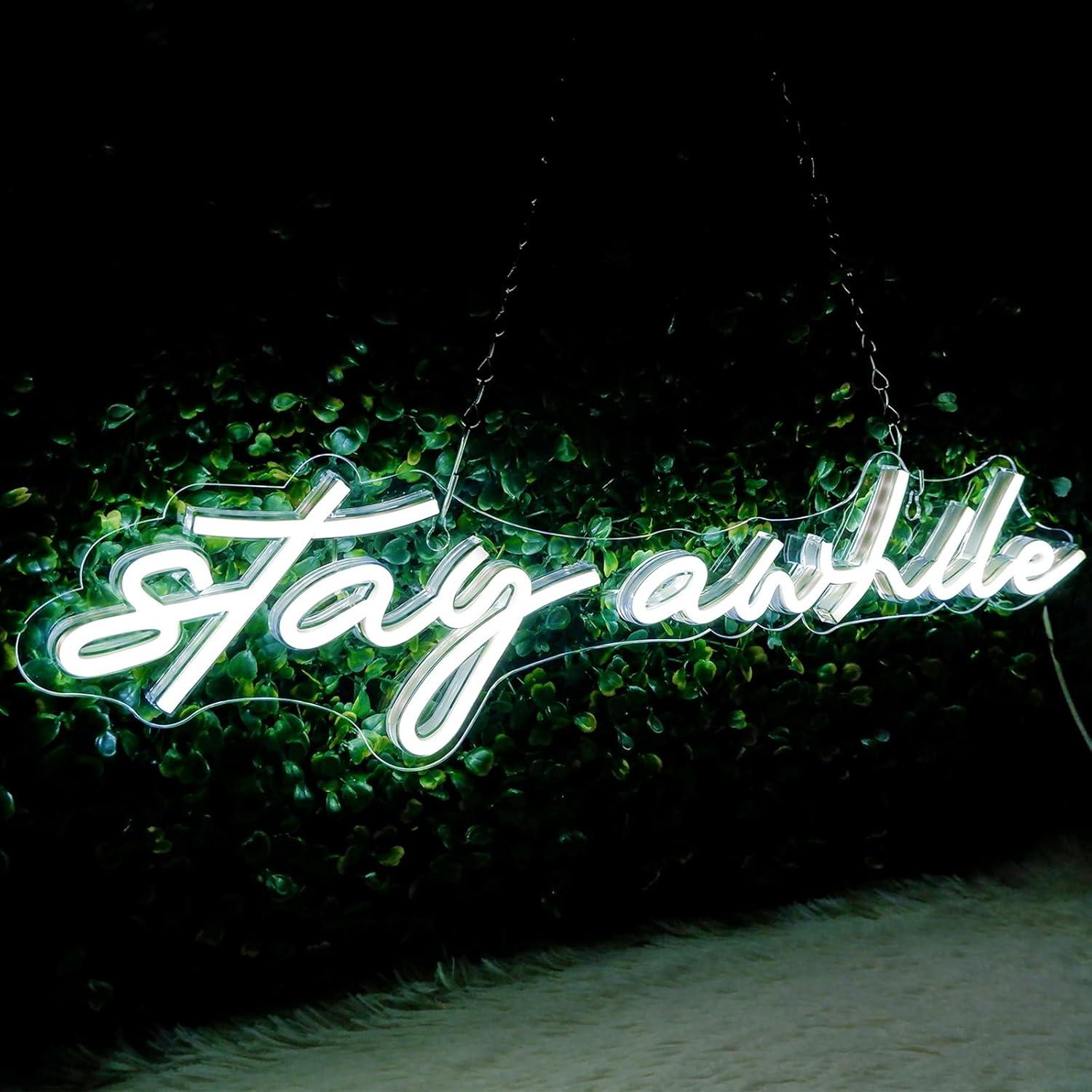 Lighting Decor For Home - لافتات نيون 'Stay Awhile' مع إضاءة