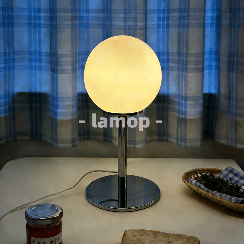 Lighting Decor - مصباح طاولة كروم أبيض حليبي صلب