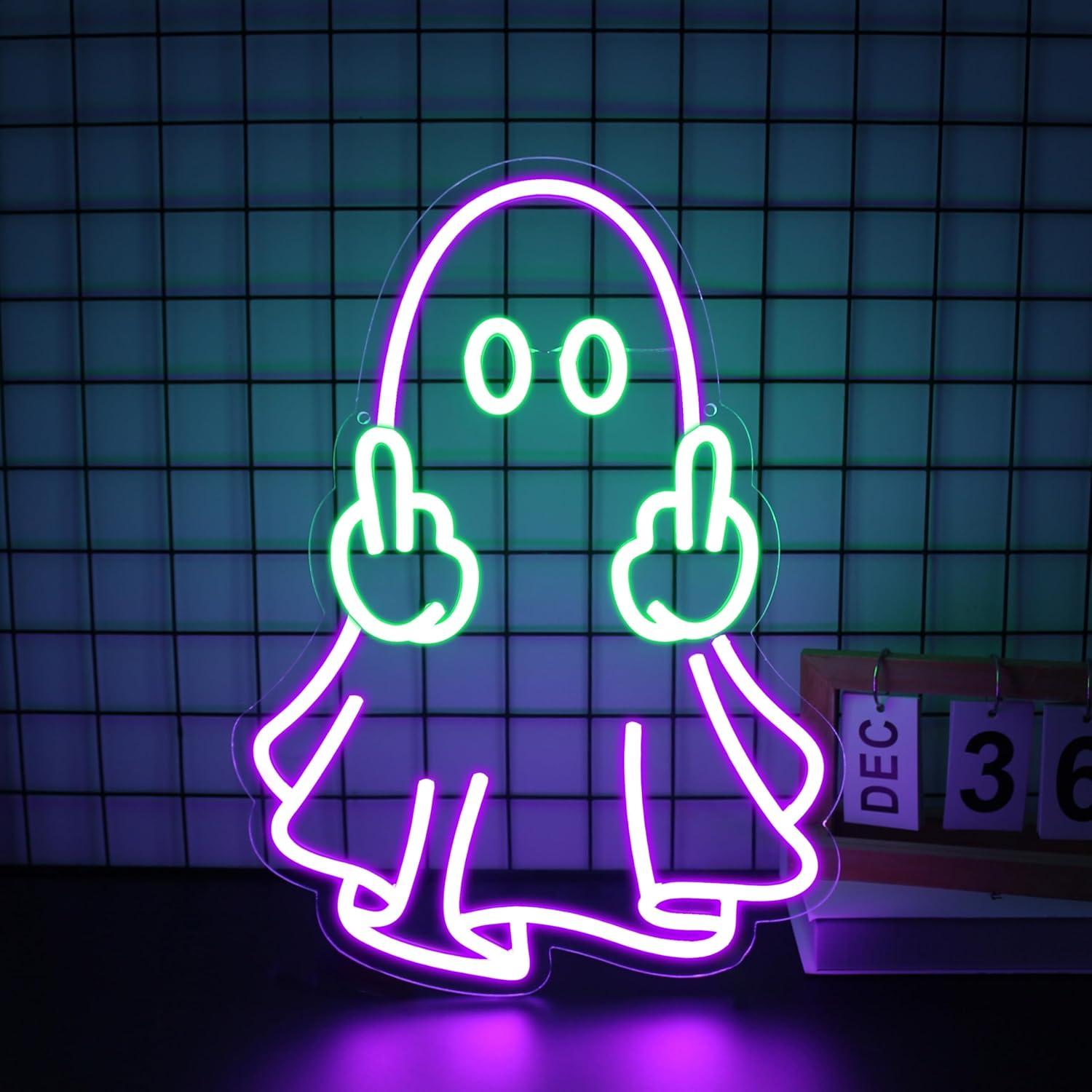 Lighting Decor For Home - لافتة نيون على شكل شبح تعمل