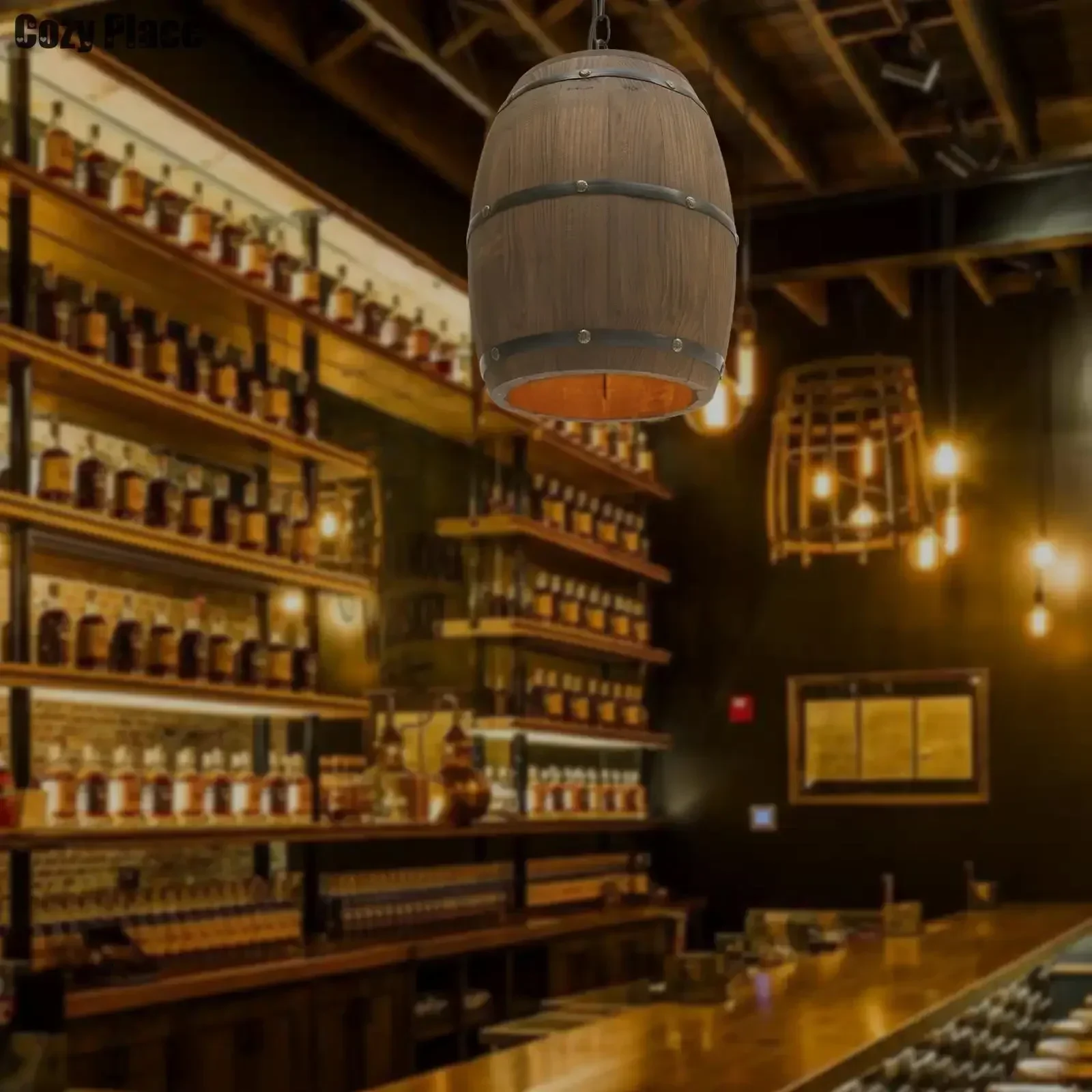 Lighting Decor For Home - مصباح ريفي عتيق، ثريا خشبية معلقة،