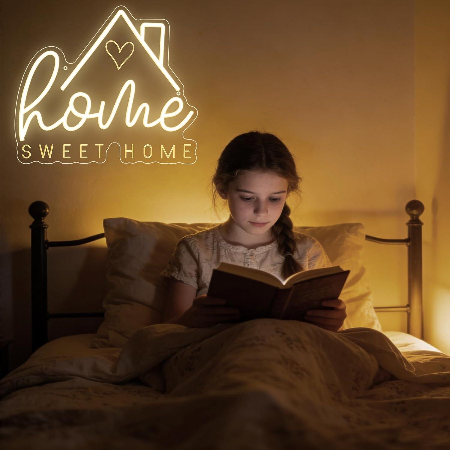 لافتة نيون 'Sweet Home' مع إضا - مراجعة Lighting Decor For House وسعره