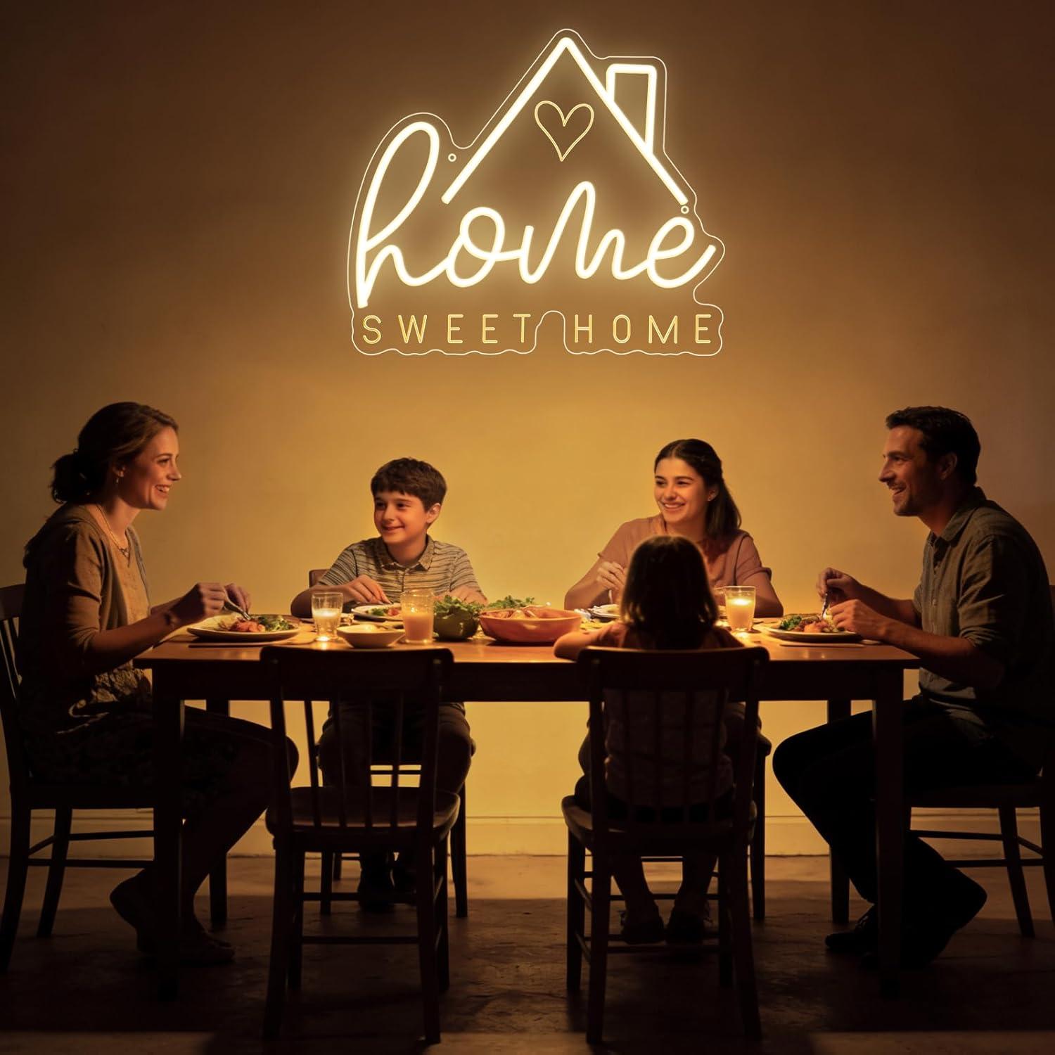 لافتة نيون 'Sweet Home' مع إضا - مراجعة Lighting Decor For House وسعره