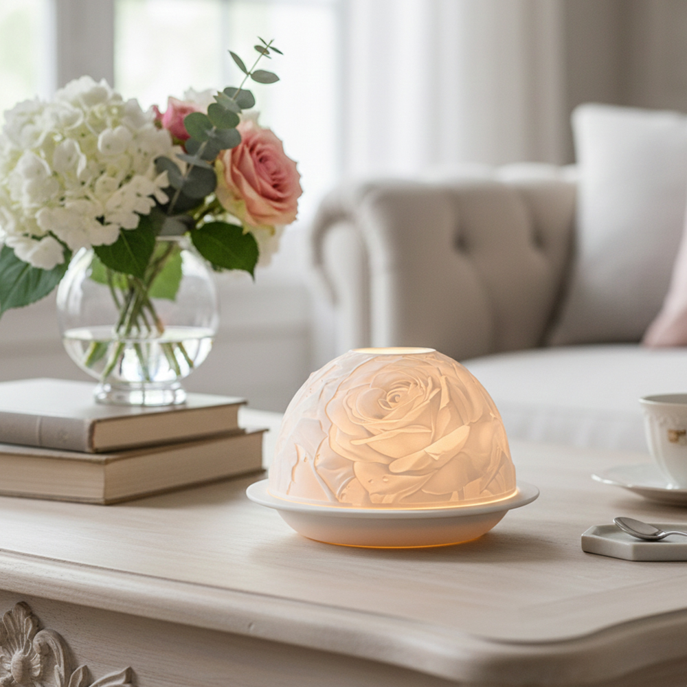 حامل شموع من البورسلين الوردي  - مراجعة Lighting Decor For Home وسعره