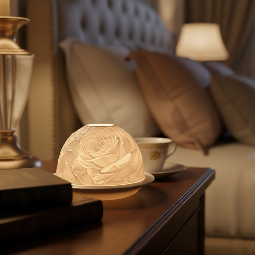 حامل شموع من البورسلين الوردي  - مراجعة Lighting Decor For Home وسعره