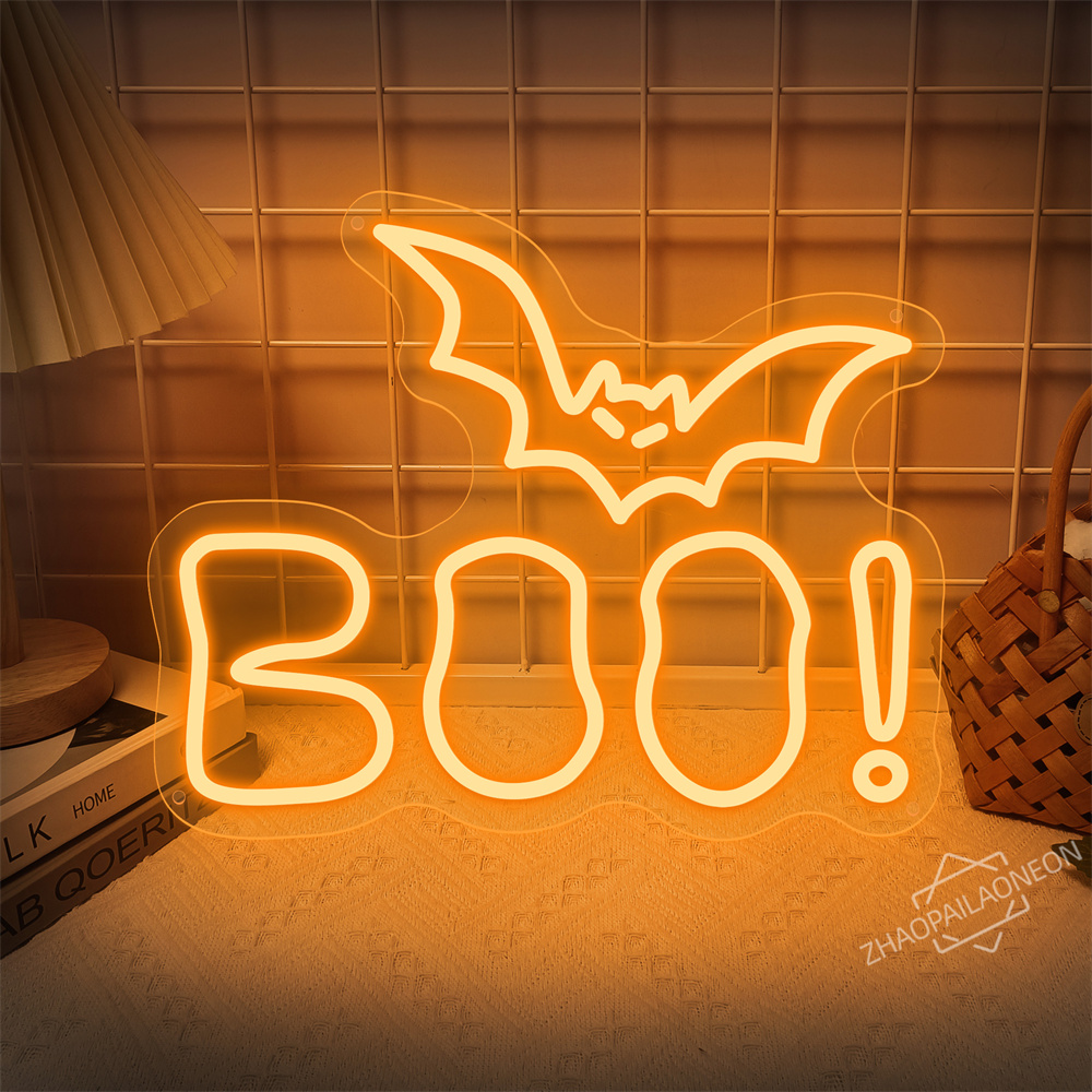 BOO LED النيون تسجيل هالوين تض - مراجعة Home Decor Lighting Tricks وسعره