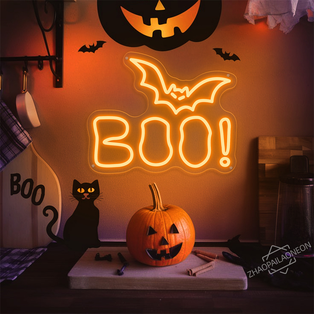BOO LED النيون تسجيل هالوين تض - مراجعة Home Decor Lighting Tricks وسعره