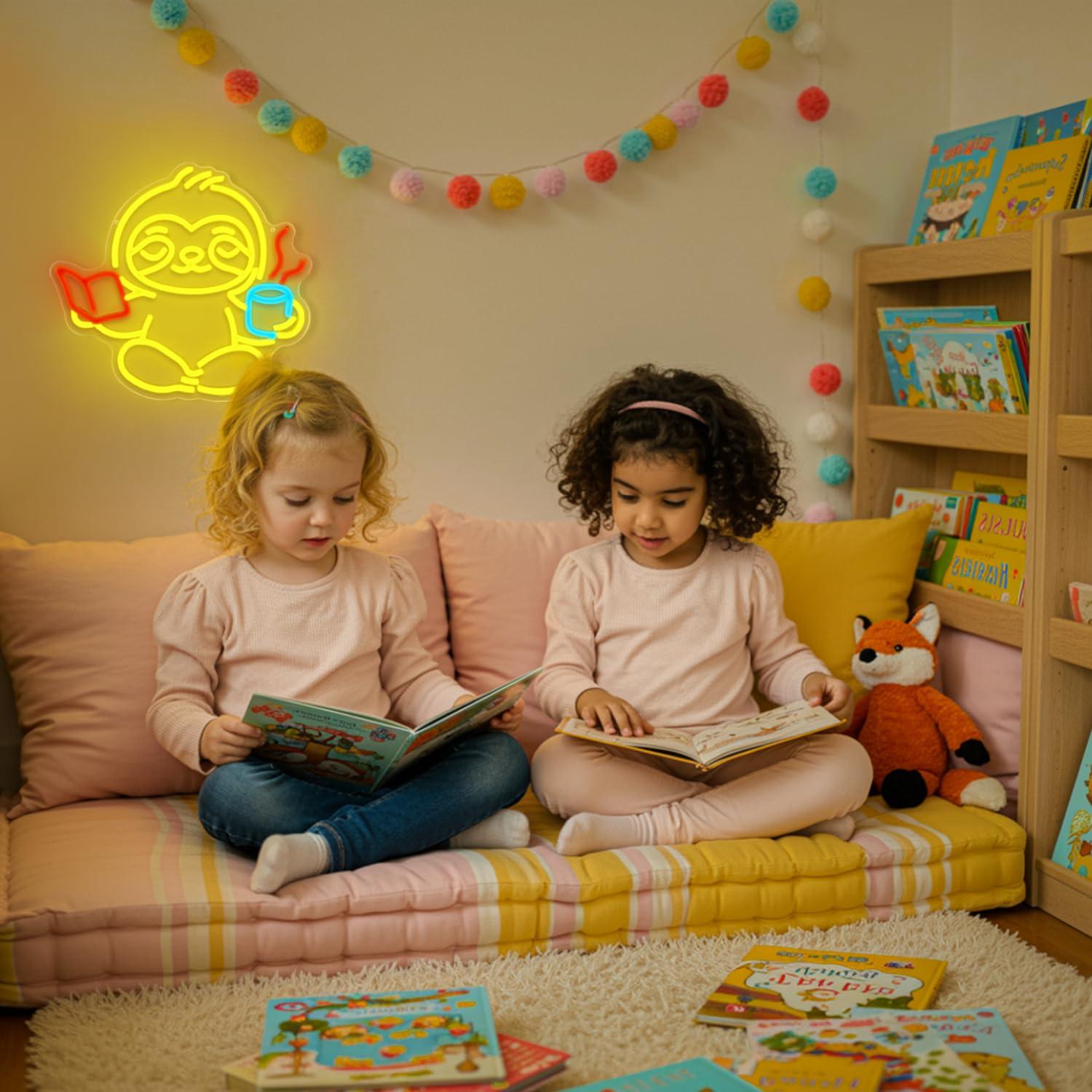 لافتة نيون على شكل كسلان مع إض - مراجعة Lighting Decor For Home وسعره