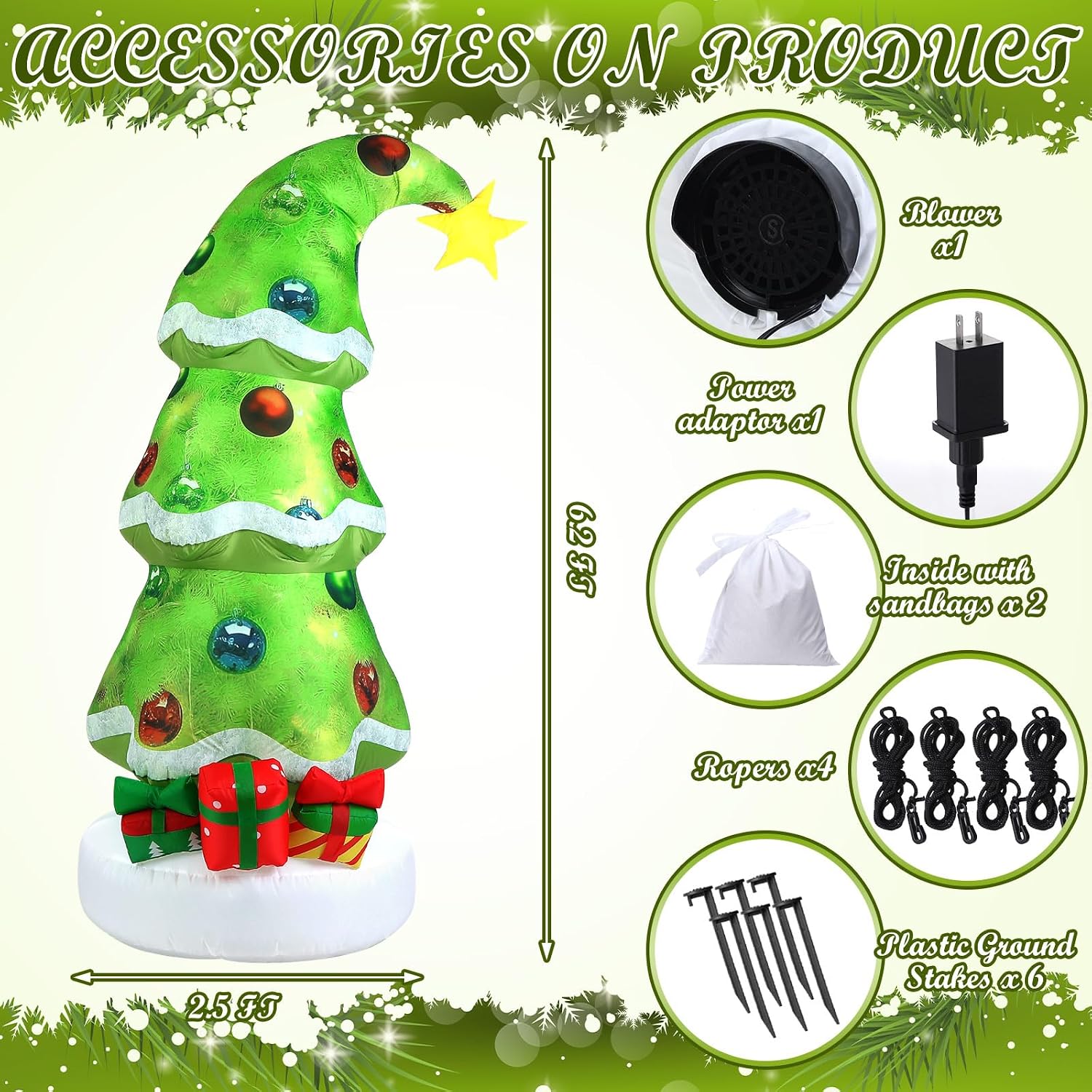 شجرة عيد الميلاد القابلة للنفخ - مراجعة Lighting Tree Decor وسعره