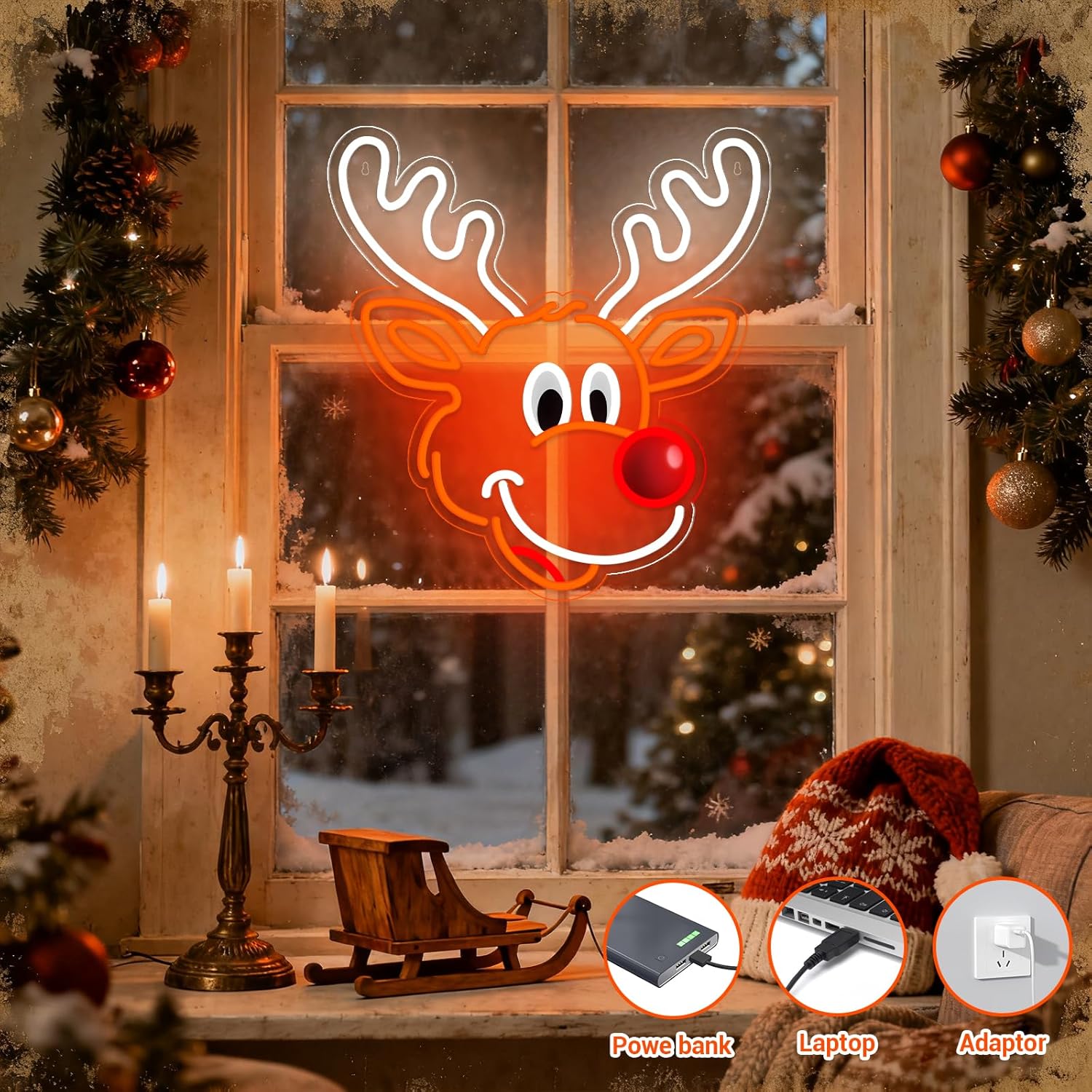 لطيف عيد الميلاد الرنة النيون  - مراجعة Lighting Decoration Ideas For Home وسعره